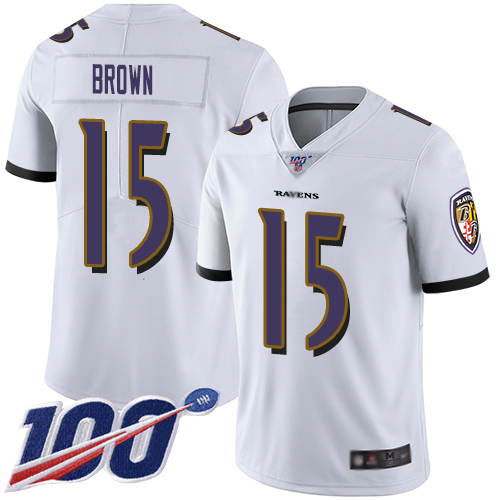 Baltimore Ravens Limited White Men Marquise Brown Road Jersey NFL Football #15 100th Season Vapor Untouchable->baltimore ravens->NFL Jersey
